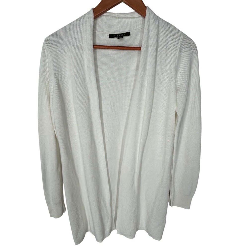 Cyrus White Open Front Cardigan Mid-Length Women's Size Extra Small